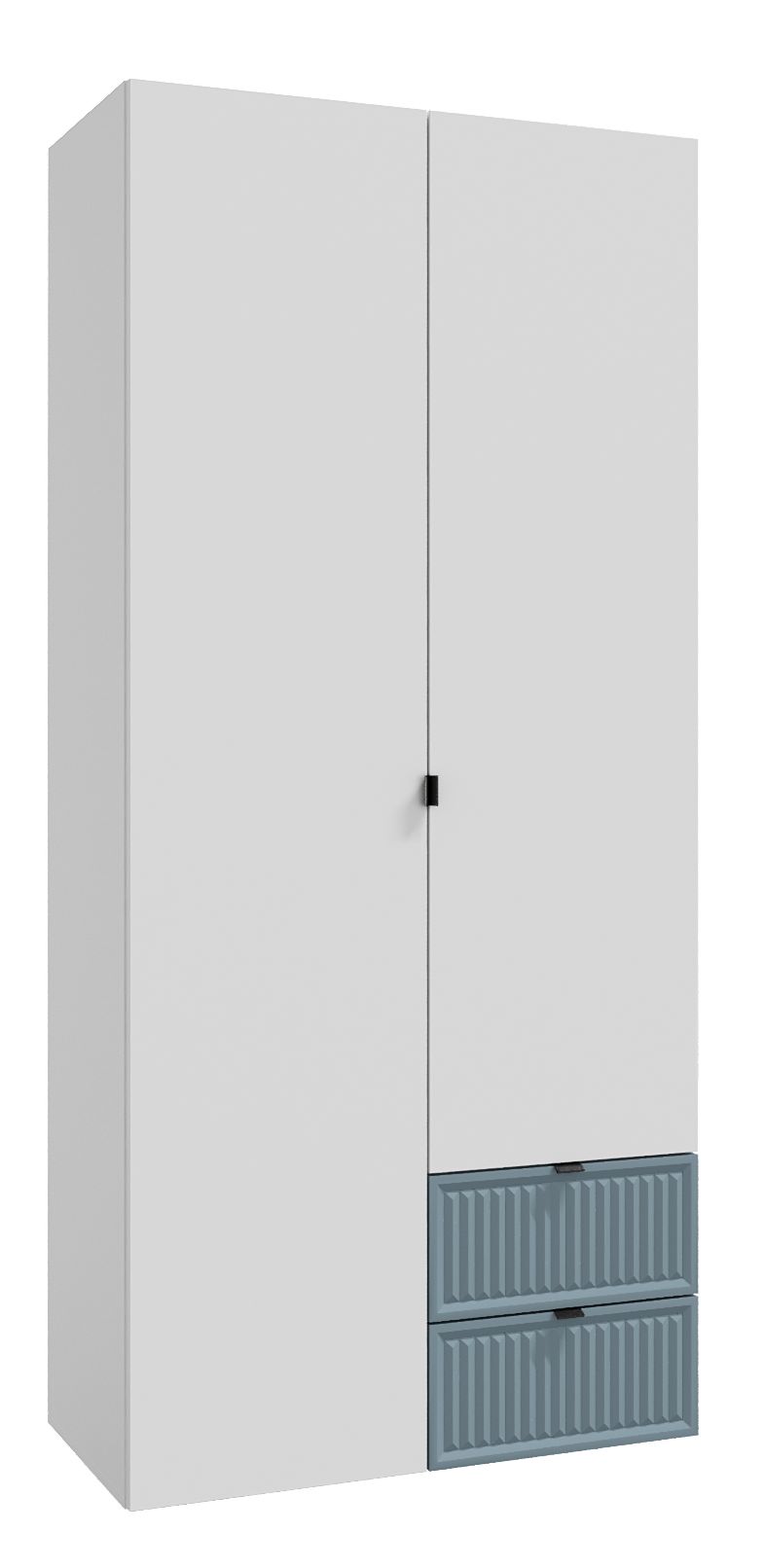 Двухдверные шкафы с полками и штангой